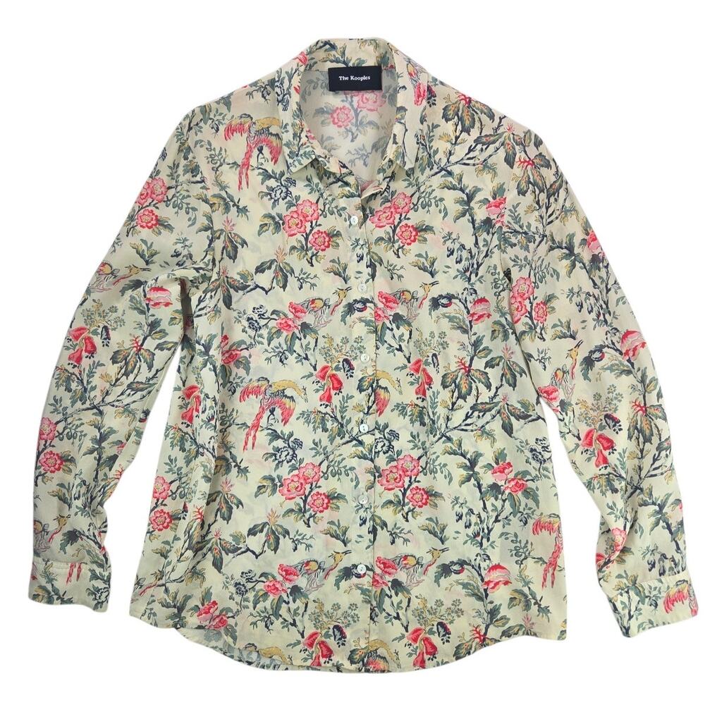 The Kooples | 100% Silk Botanical & Bird Pattern Button Up Shirt | Size XS